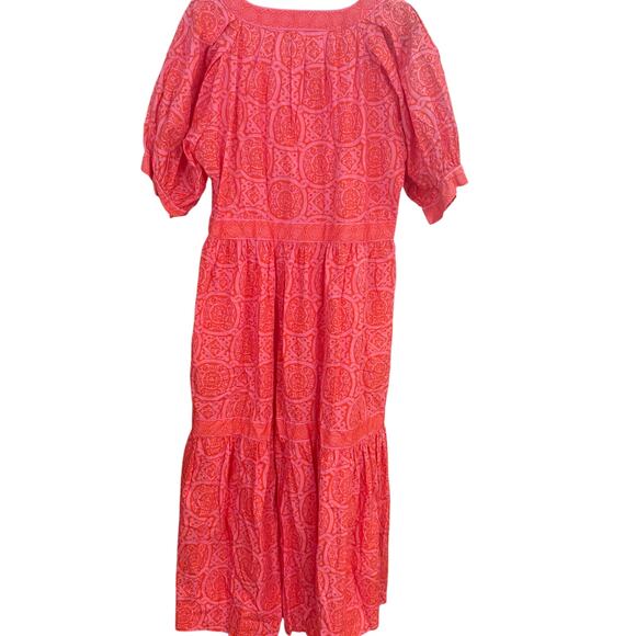 NWT Gretchen Scott Viviers Sultan's red pattern puff sleeve midi dress SIZE L - Picture 7 of 7